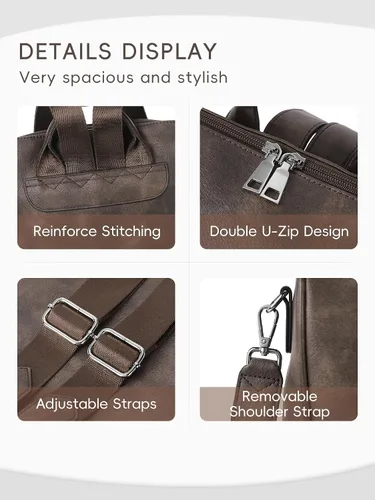 Vista 4 de CLUCI Mochila Bolso para Mujeres de Cuero PU Antirrobo Grande de Diseñador de Moda Bolsa de Viaje Bolsos de Hombro para Damas Purse, Fashion