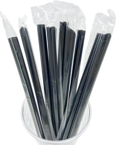 Vista 5 de Fanale 200 popotes de fibra de bambú desechables envueltos individualmente (0.236 in de ancho x 9.055 in de largo)