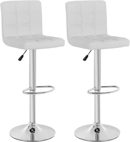 Vista 9 de BestOffice Taburete de bar moderno, juego de 2 taburetes de bar de altura ajustable de altura de mostrador, taburete giratorio de cuero PU, sillas