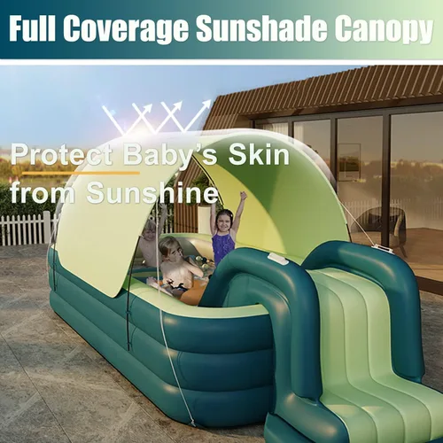 Vista 3 de YUEWO Piscina inflable con dosel sobre el suelo, piscina portátil para adultos, piscina inflable para jardín familiar y patio trasero
