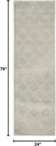 Vista 2 de Unique Loom Trellis Shag Collection - Alfombra de pasillo geométrica, moderna, marroquí, celosía, gris (2 x 7 pies)