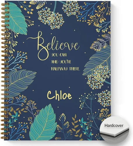 Vista 7 de Hardcover Believe You Can - Cuaderno motivacional personalizado, acabado mate satinado, 120 páginas del papel seleccionado, coloque espiral plana