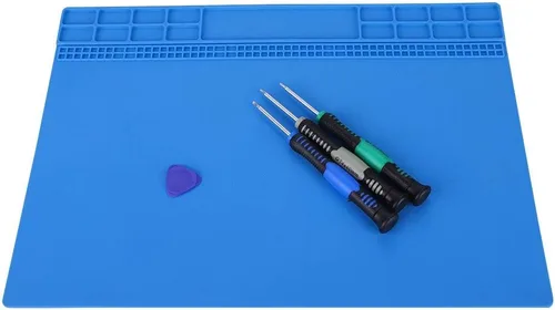 Vista 4 de Tapete de silicona para soldar, 13.8 x 19.8 pulgadas, tapete controlado eléctrico, calor de 932.0 °F, tapete antiestático multiusos para reparación