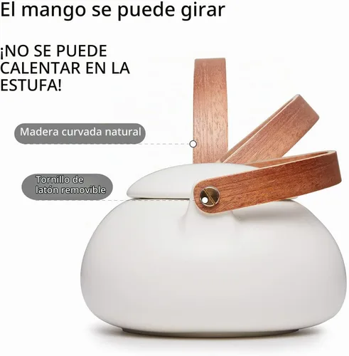 Vista 5 de Tetera ZENS con infusor, tetera de cerámica japonesa de 2 tazas para té de hojas sueltas, tetera de porcelana mate blanca pequeña de 800 ml