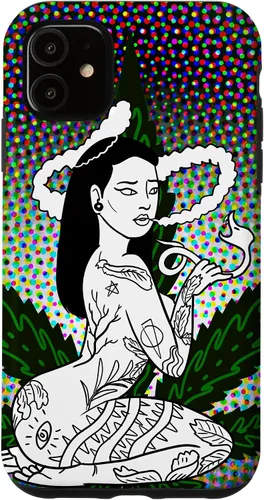 Vista 8 de iPhone 16 Weed Smoking Babe Marihuana Cannabis Smoke Stoner 420 Estuche de regalo