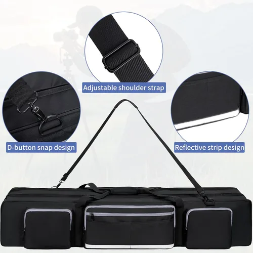 Vista 4 de IBVIVIC Funda de Transporte para Trípode, Bolsa de Trípode Resistente con Divisor Acolchado, Bolsa de Soporte de Luz, Funda de Monopié