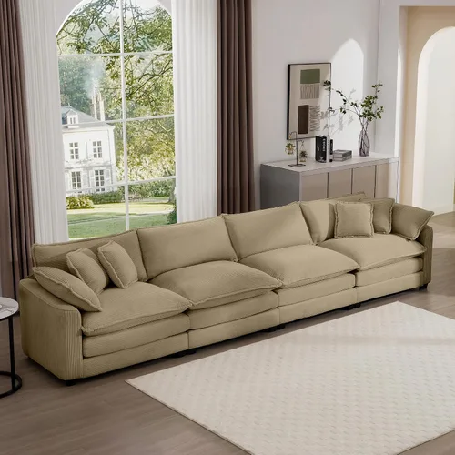Vista 19 de Aoowow Sofá de dos plazas de pana, modernos sofás de nube de 2 plazas para sala de estar, sofás modulares de nube seccionales con asiento profundo
