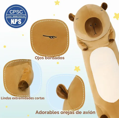 Vista 5 de MorisMos Almohada corporal Capybara de 39.3 pulgadas de largo, animal