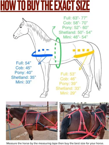 Vista 8 de Arnés de conducción de nailon unisex en color rosa para carro de caballo individual rosa (Cob)
