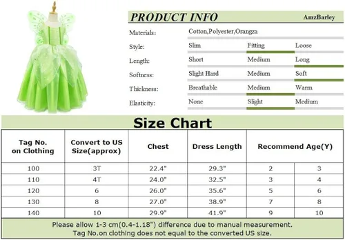 Vista 6 de AmzBarley Disfraz de hada para niñas disfraz de princesa fiesta de cumpleaños Halloween cosplay vestido con ala
