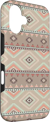 Vista 3 de Funda rústica para iPhone 16 con patrón azteca occidental bohemio