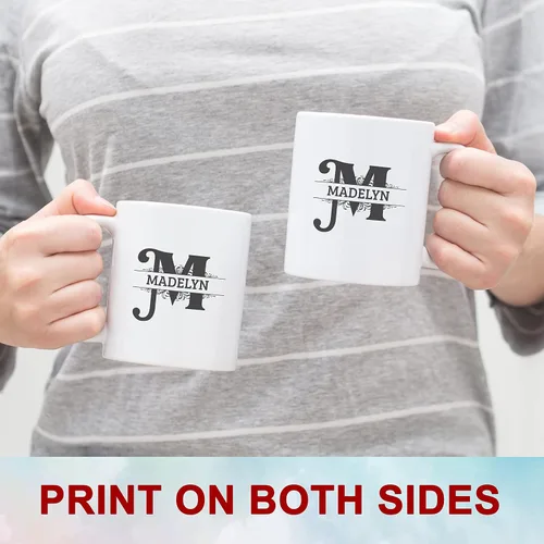 Vista 3 de Taza de café inicial con nombre personalizado para mujeres y hombres, regalos con monograma, taza de café personalizada con letras iniciales
