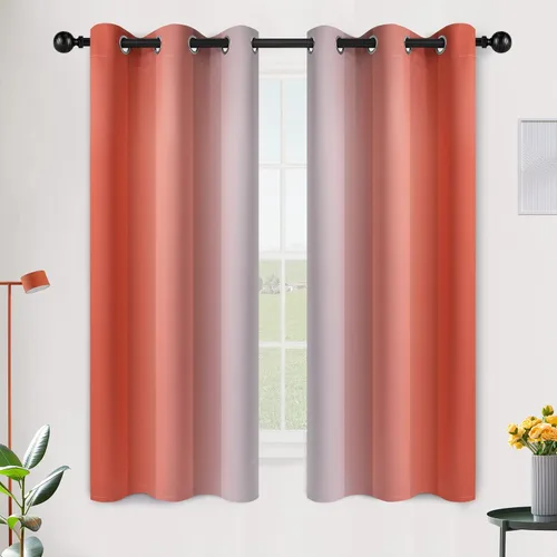 Vista 119 de SimpleHome Cortinas degradadas degradadas para oscurecer la habitación de 36 pulgadas de largo para dormitorio, con ojales y bloqueo de luz Negro