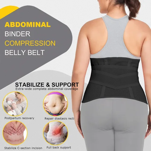 Vista 5 de Banda Abdominal Posparto Faja Abdominal Post Cirugía Cesárea Faja Envolvente Cinturón de Recuperación Soporte para la Espalda