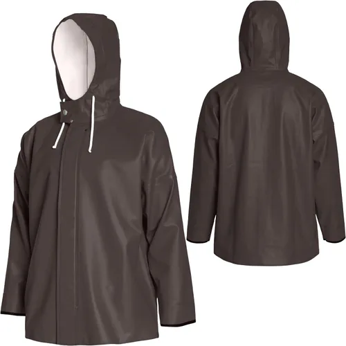 Vista 8 de Chaqueta de pesca comercial para hombre – 0.028 in PU impermeable resistente equipo de lluvia con capucha ajustable Rosa (Coral Rose)