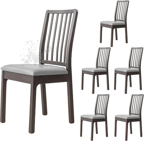 Vista 12 de Dimatic Juego de 2 fundas de asiento para silla, de piel sintética, impermeables, fundas elásticas para sillas de comedor, fundas protectoras