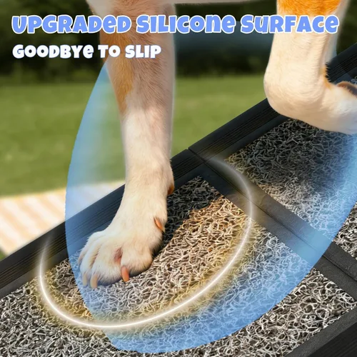 Vista 2 de Rampa para perros para automóvil de 63 x 17 pulgadas, rampa plegable para mascotas para perros grandes con superficie antideslizante, rampa portátil