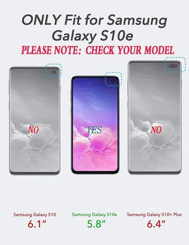 Vista 2 de Funda para Galaxy S10E: protección resistente a prueba de golpes 3 en 1, 2 películas nano a prueba de explosiones, negro/gris