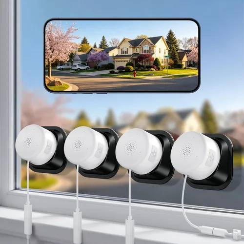 Vista 10 de Cámara de seguridad de ventana de 4MP 2K, cámara inalámbrica WiFi 5G y 2.4GHz, monitor de visión nocturna a color de luz negra, vidrio de montaje