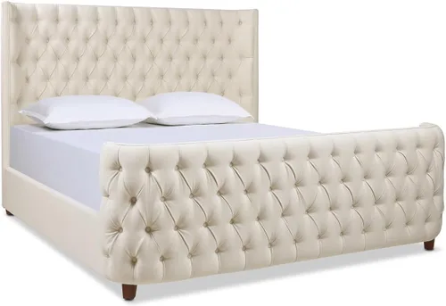 Vista 7 de Jennifer Taylor Home Brooklyn - Juego de cabecero y estribo de cama con panel capitoné, tamaño Queen, poliéster blanco antiguo