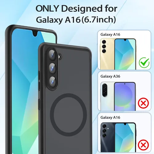 Vista 6 de HikerClub Funda magnética para Galaxy A16 (2024), compatible con cargador inalámbrico, ajuste delgado, Amti-Scratch, translúcido, mate, cubierta