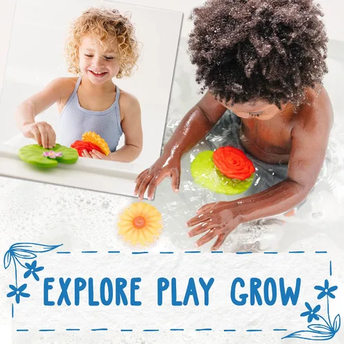 Vista 5 de SplashEZ Juguetes de Baño Sin Moho para Niños y Niños Pequeños Juguetes de Baño para Bebés Sin Agujeros Flores Flotantes Sin Moho para Bañera