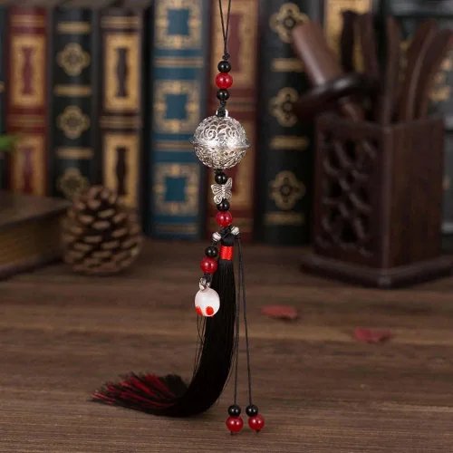 Vista 5 de Mo Dao Zu Shi - Colgante largo de borla Chen Qing Ling Cosplay Prop llavero de campana colgante de cintura adorno anime accesorios (negro)