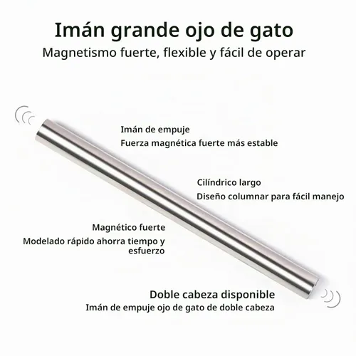 Vista 5 de 4 Piezas Imán Extra Grande Cilíndrico de Ojo de Gato para Uñas, Imán Magnético de Doble Cabeza, Varilla de Esmalte en Gel Multifuncional