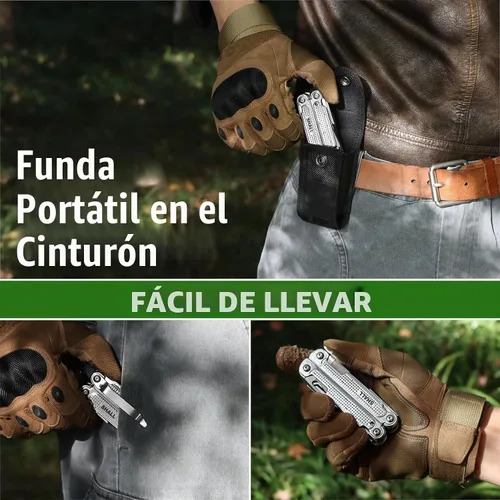 Vista 6 de SHALL Multiherramienta, alicates multiherramienta 18 en 1, cuchillo de bolsillo multiherramienta de acero inoxidable con broca de destornillador