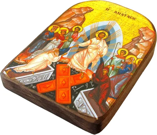 Vista 3 de Icono de madera griego cristiano ortodoxo madera de la resurrección / MP2