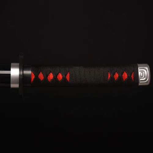 Vista 5 de Espadas Katana de anime de madera para cosplay, espada Samurai Tanjirou, cuchillo de rueda solar de espada, negro de 40 pulgadas30 pulgadas