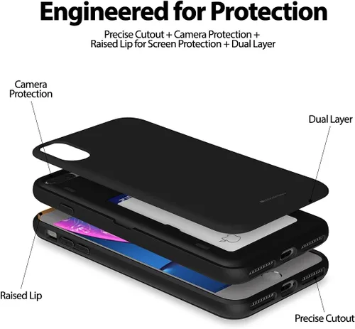 Vista 5 de GOOSPERY Funda para iPhone 8 Plus, iPhone 7 Plus con tarjetero y protector de doble capa, color negro