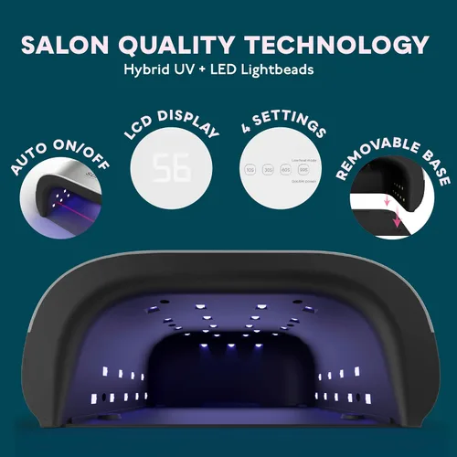 Vista 2 de SUNUV SUN3 - Lámpara de uñas UV, guantes UV para manicura de gel con protección UV, luz UV de secado rápido para uñas con ajustes ajustables