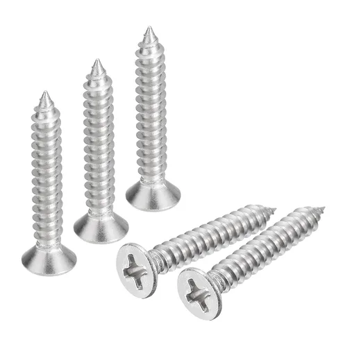 Vista 14 de uxcell Tornillos de chapa metálica de cabeza plana #6x1, 50 tornillos de madera Phillips Drive Tornillos de acero inoxidable 304 Autoperforantes