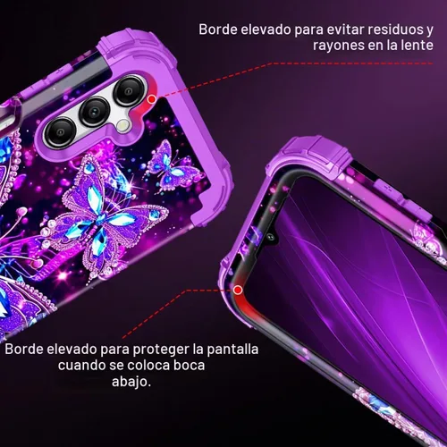 Vista 8 de Hekodonk Funda para Galaxy A15 5G, tres capas de alta resistencia a prueba de golpes, plástico duro+silicona suave, funda protectora de cuerpo Todo