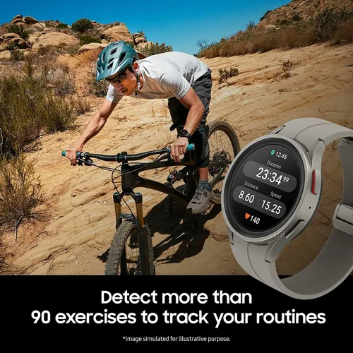 Vista 5 de SAMSUNG Reloj inteligente Galaxy Watch 5 Pro LTE de 1.772 in con rastreador de cuerpo, salud, fitness y sueño, batería mejorada, cristal de zafiro