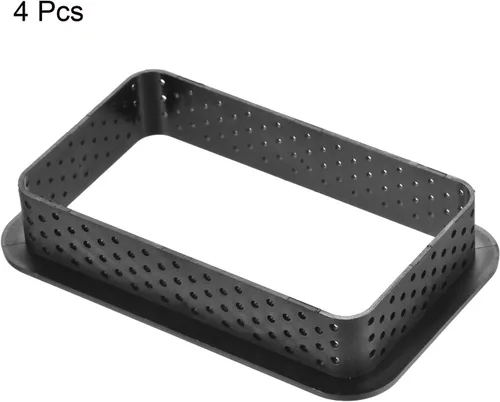 Vista 3 de uxcell 4 anillos perforados de mousse para tartas, forma rectangular, cortador de hornear para tartas, tartas de postre, herramienta de decoración