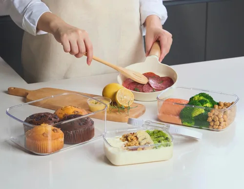 Vista 2 de Felli Duo Loc Tritan - Recipientes de preparación de comidas aptos para microondas sin bisfenol A, a prueba de fugas, contenedor para almuerzos