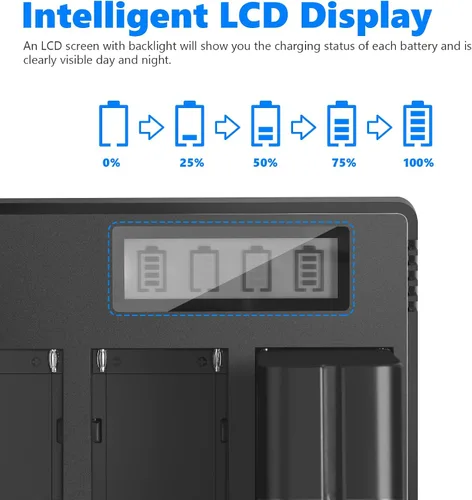 Vista 6 de Neewer Cargador de Batería de 4 Canales NP-F con Pantalla LCD y Adaptador de Energía, Compatible con Baterías Li-ion de Sony NP-F550 F570 F750 F770