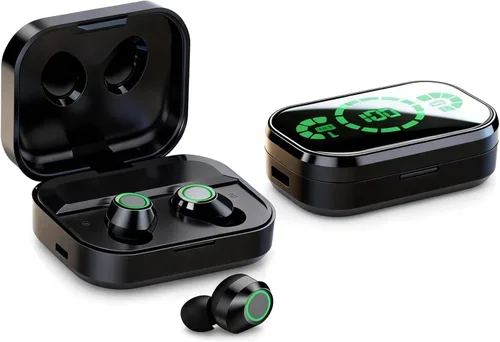 Vista 5 de TWS - Auriculares inalámbricos Bluetooth intrauditivos, impermeables, con dientes azules, auriculares inalámbricos para iPhone, teléfonos Android