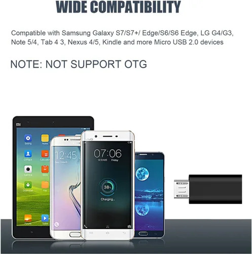 Vista 5 de Adaptador USB C a Micro USB, paquete de 5 unidades, conector tipo C hembra a micro USB macho, compatible con carga y sincronización de datos