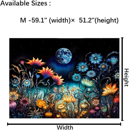 Vista 5 de Tushelia Tapiz floral para colgar en la pared para decoración de dormitorio
