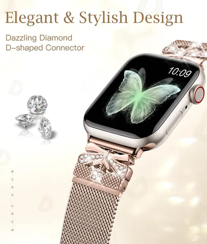 Vista 3 de Correa magnética para Apple Watch SE Series 9, 8, 7, 6, 5, 4, 3, 2, 1, Ultra iWatch de 1.575 in, 1.496 in, 1.614 in, 1.732 in, 1.772 in, 1.654 in