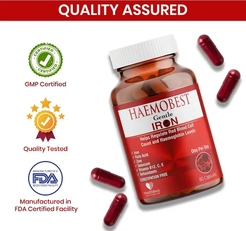 Vista 2 de HealthBest Cápsulas de hierro de alta potencia suaves 100mg Hierro de liberación lenta para una absorción más rápida, sin estreñimiento Vitamina