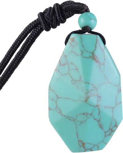 Vista 2 de TUMBEELLUWA Collar con colgante de 6 piedras de cristal facetado unisex para reiki, amuleto de piedra de cuarzo Reiki con cadena de nailon ajustable