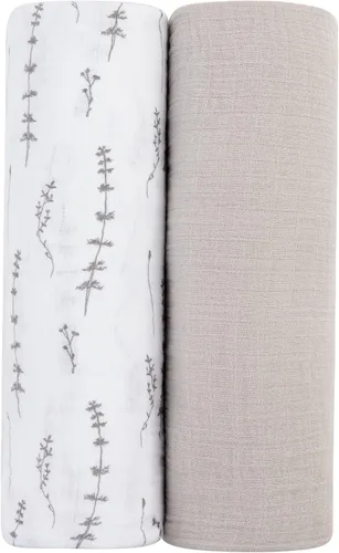 Vista 6 de Ely's & Co. Mantas Envolventes de Muselina Paquete de 2 para Bebé Niño, 100% Algodón Muselina Mantas Envolventes Receptoras Extra Grandes, 47"x47