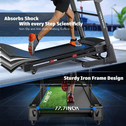Vista 6 de Cinta de correr con inclinación automática para el hogar – Cinta de correr resistente al 15% con capacidad de 400 libras para el hogar, máquina