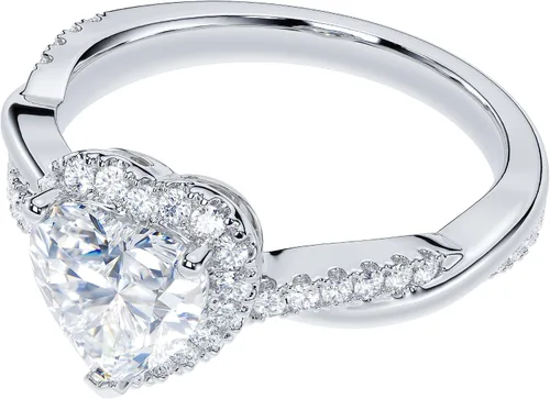 Vista 3 de THELANDA Anillo de compromiso con halo de moissanita genuina en forma de corazón de 1 pieza de vid retorcida de plata de ley