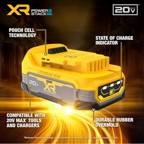 Vista 3 de DEWALT Kit de arranque de 20V MAX* con batería compacta POWERSTACK y cargador (DCBP034C)