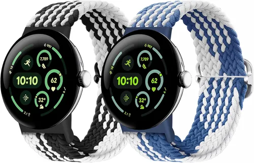 Vista 28 de Correas trenzadas Solo Loop compatibles con Google Pixel Watch 4, 3, 2, 1 de 1.61 pulgadas/1.77 pulgadas, correas elásticas ajustables de nailon